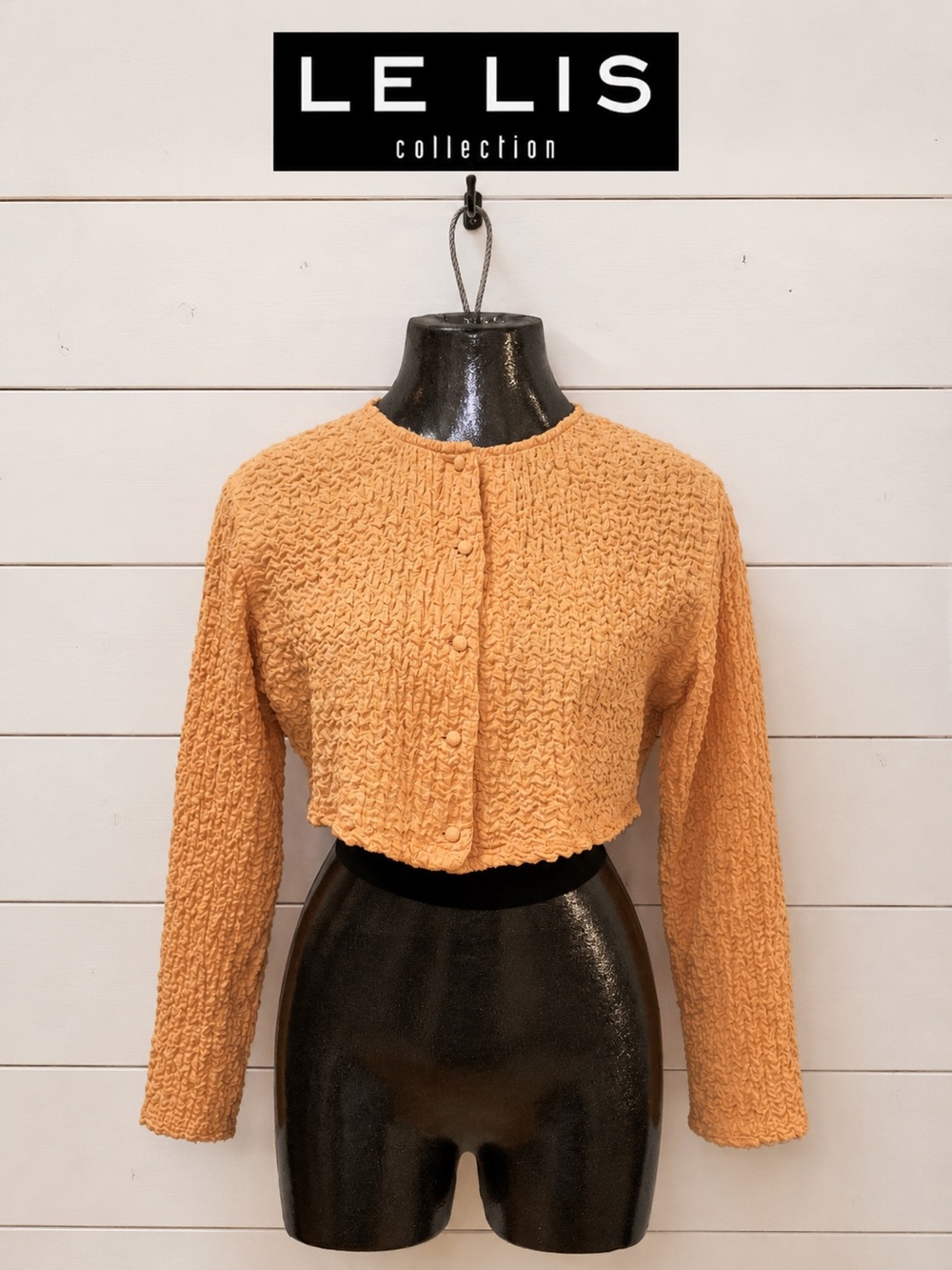 LE LIS Peach Textured Cropped Cardigan Size Small